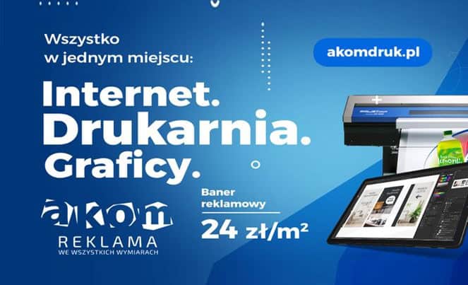 Baner reklamowy za 24 zł/m² w drukarni AKOM. Realizacja w jeden dzień!