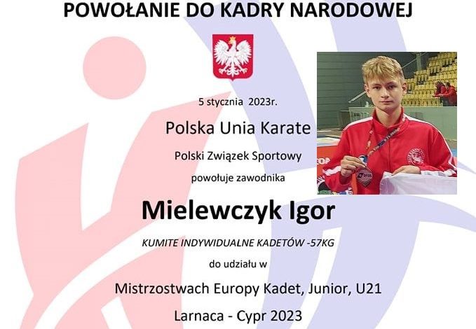 Igor Mielewczyk z Cewic w Kadrze Narodowej na ME Kadetów, juniorów i U21 w Larnace