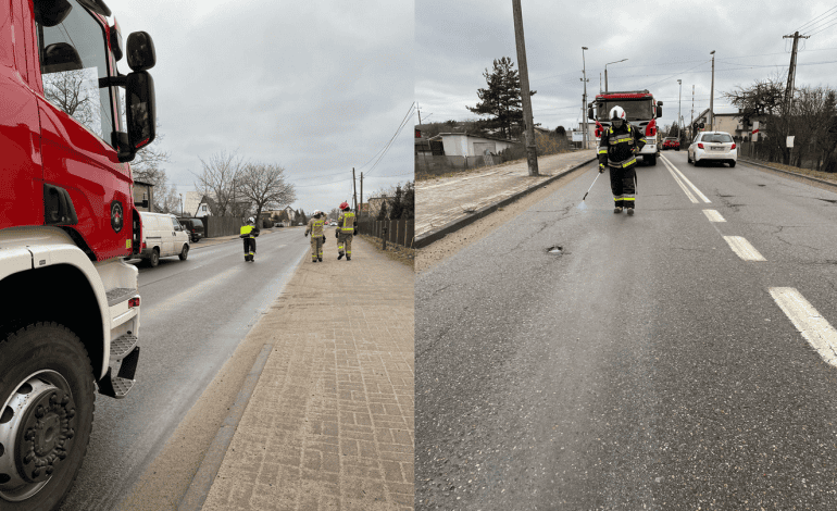 Plama oleju zagrażała kierowcom od Mostów w stronę Wejherowa