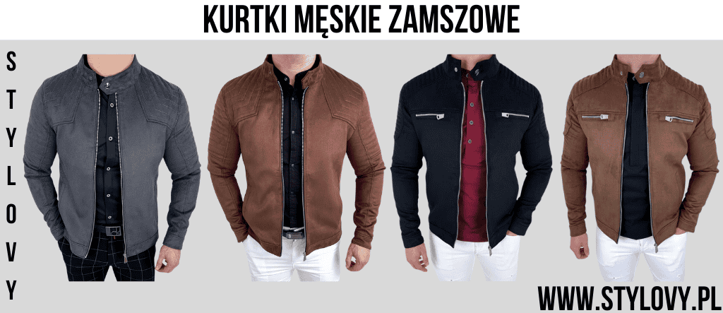 Kurtka zamszowa szara, brązowa, czarna, camel przedstawiona na osobie